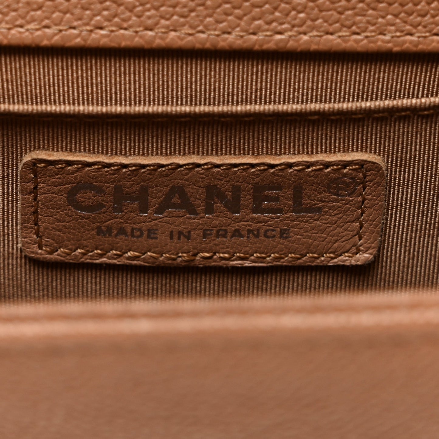Caviar Quilted Medium Boy Flap Light Brown