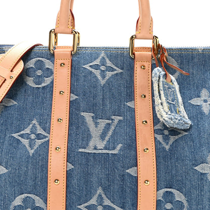 Denim Monogram New LV Remix Keepall Bandouliere 45 Blue