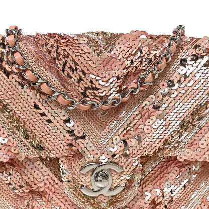 Sequins Chevron Mini Rectangular Flap Pink