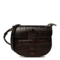 Crocodile Embossed Calfskin Mini Symmetrical Bag Brown