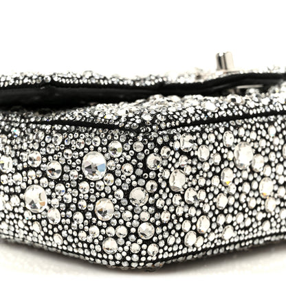 Satin Strass Mini Flap Silvery Black