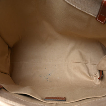 Cotton Calfskin Medium Woody Ribbon Tote White Brown