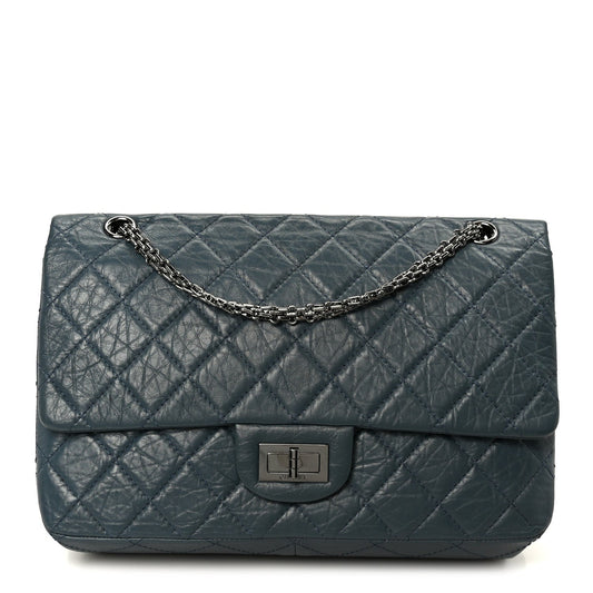 Aged Calfskin Quilted 2.55 Reissue 226 Flap Dark Blue