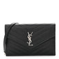 Grain De Poudre Matelasse Chevron Monogram Envelope Chain Wallet Black