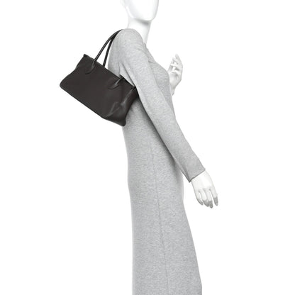 Grained Calfskin E/W Top Handle Bag Deep Brown