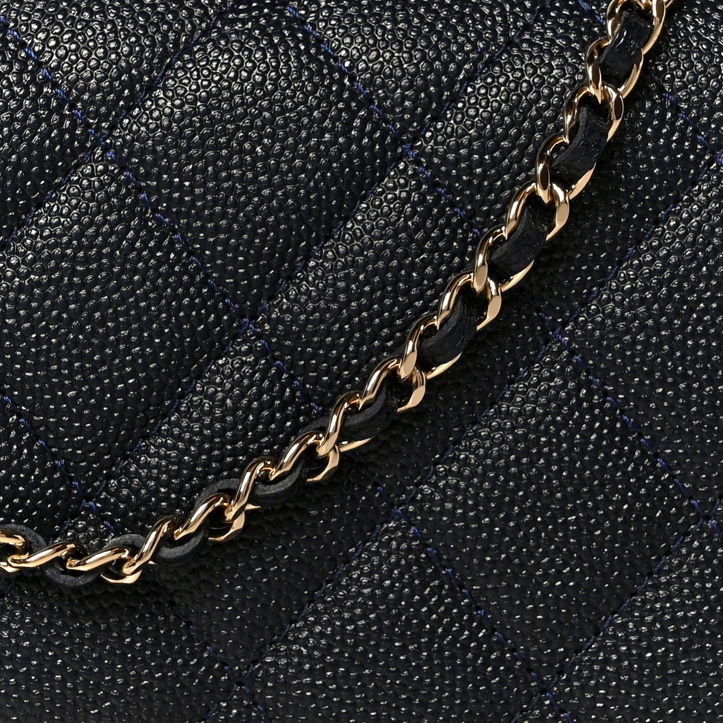 Caviar Quilted Golden Class Wallet On Chain WOC Navy