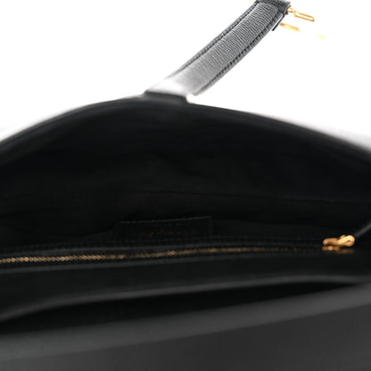 Grained Calfskin Saddle Bag Black