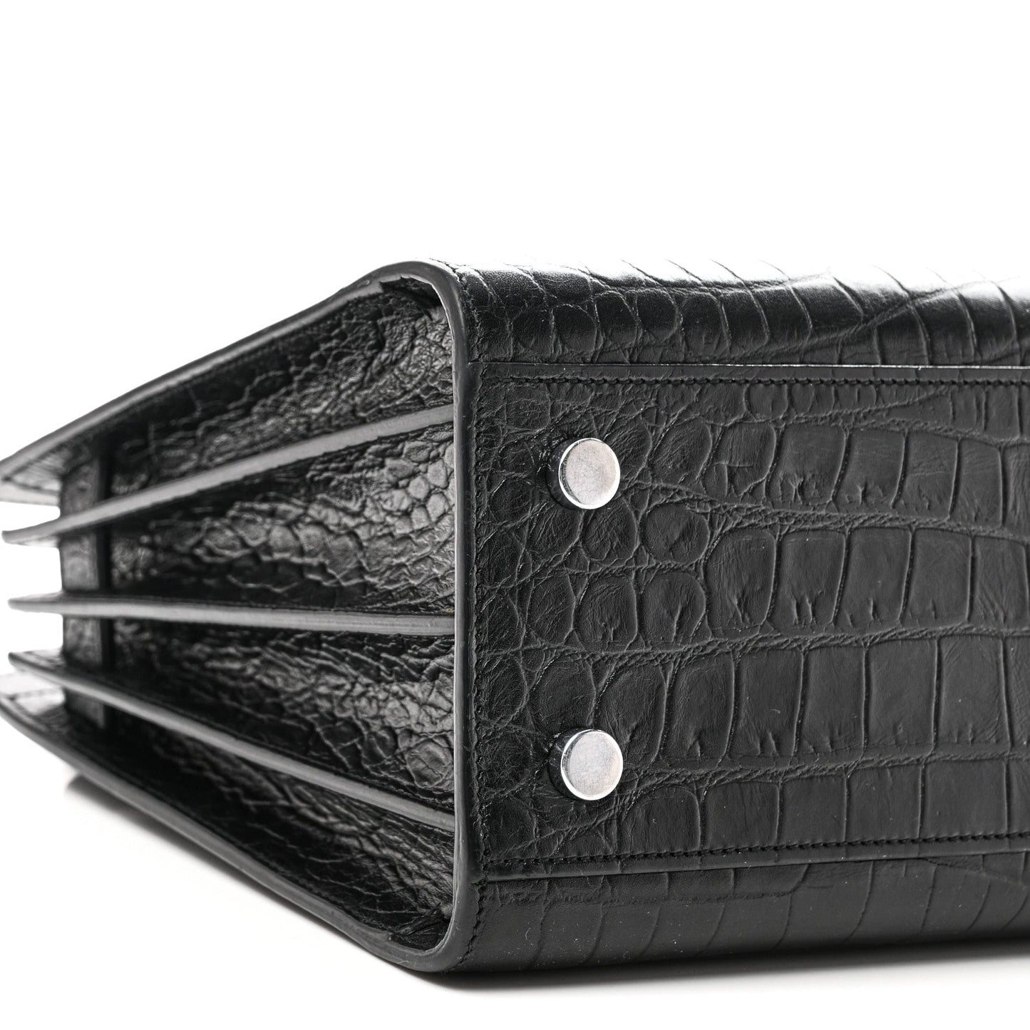 Calfskin Crocodile Embossed Baby Sac De Jour Black
