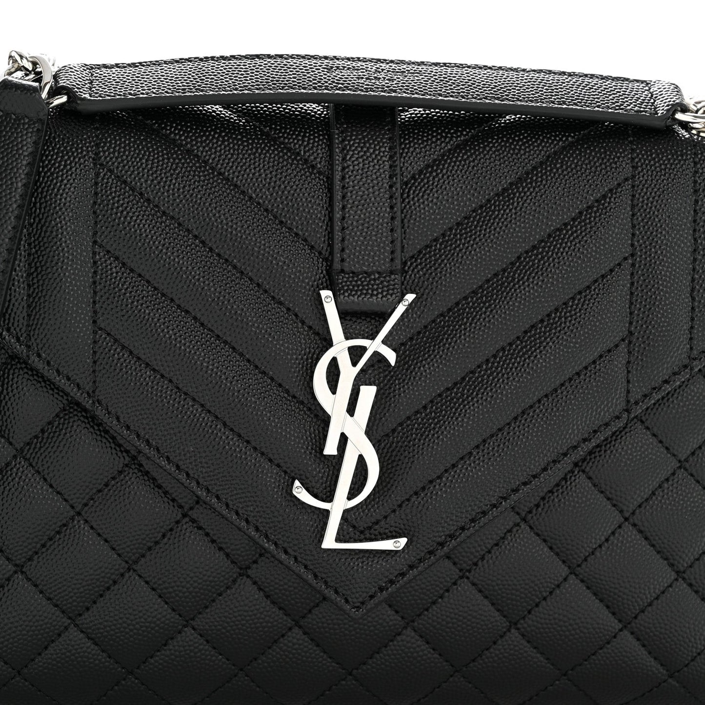 Grain De Poudre Textured Mixed Matelasse Triquilt Medium Monogram Satchel Black