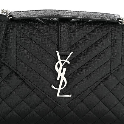 Grain De Poudre Textured Mixed Matelasse Triquilt Medium Monogram Satchel Black
