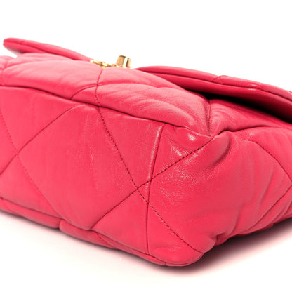Goatskin Quilted Large Chanel 19 Flap Dark Pink