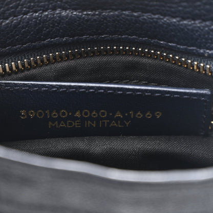 Chevre Gold Metallic Edge Hardware Mini City  Bleu Nuit Dark Sea