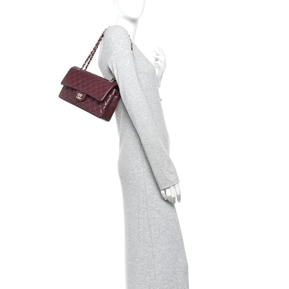 Lambskin Quilted Medium Double Flap Burgundy