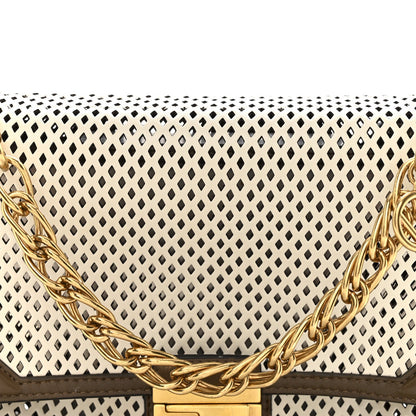 Vitello Liberty Glossy Lambskin F is Fendi Perforated Kan U Shoulder Bag White Ice Rust Maya