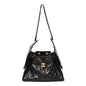Shiny Crumpled Calfskin Quilted Small Chanel 25 Handbag Black