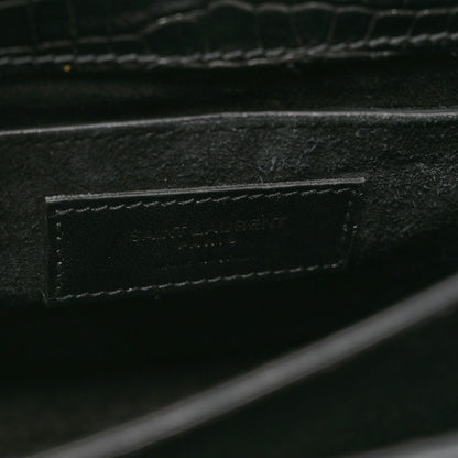 Calfskin Crocodile Embossed Medium Monochrome Monogram Sunset Black