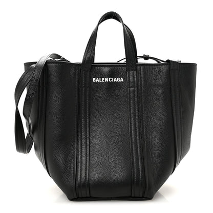 Grained Calfskin Small Everyday North South Shoulder Tote Bag Black