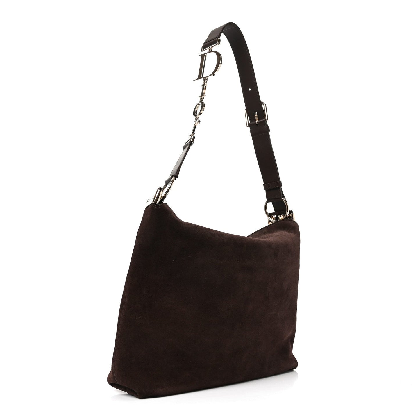 Suede Calfskin Medium Diorly Bag Chocolate
