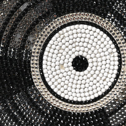 Crystal Turntable Scratch Minaudiere Clutch Champagne