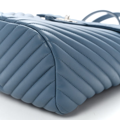 Calfskin Chevron Quilted Small Urban Spirit Backpack Blue