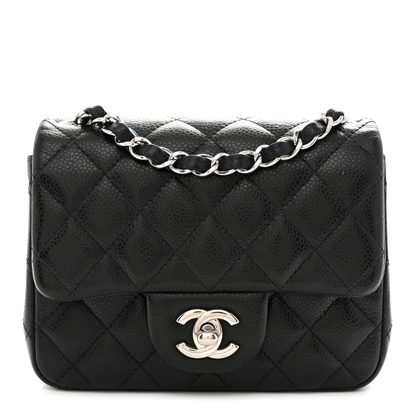 Caviar Quilted Mini Square Flap Black