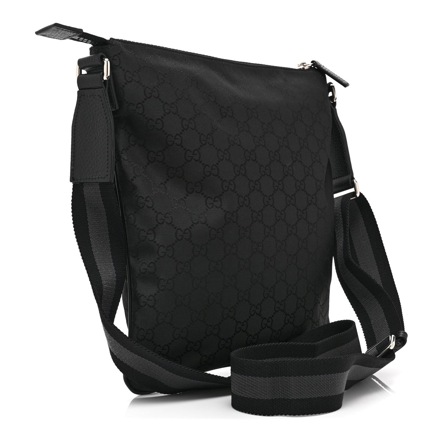 Nylon Monogram Small Flat Messenger Bag Black