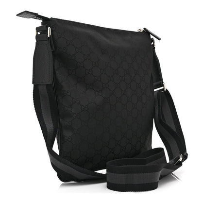 Nylon Monogram Small Flat Messenger Bag Black