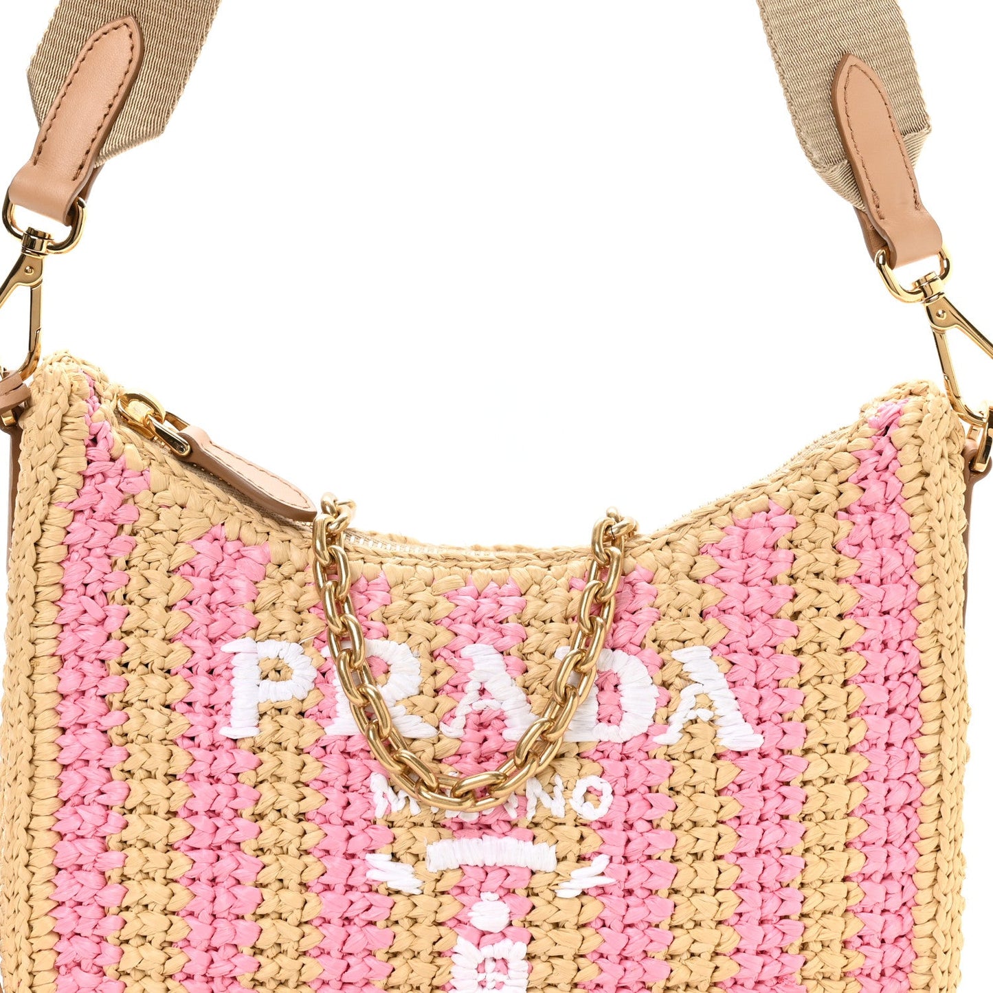 Yarn Raffia Effect Crochet Striped Re-Edition 2005 Shoulder Bag Naturale Petalo