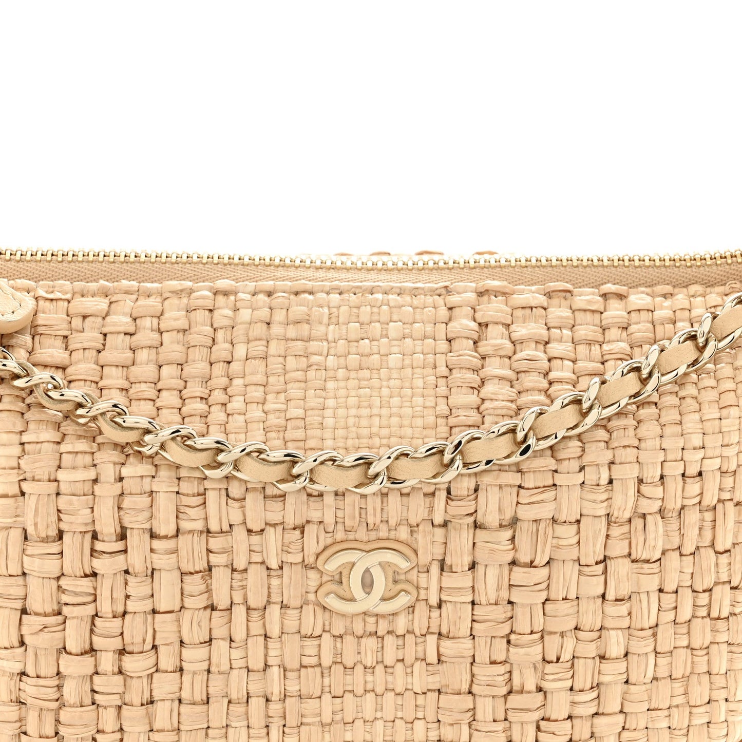 Raffia Other Shape With Chain Beige