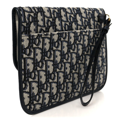 Oblique Flap Pouch Clutch Blue