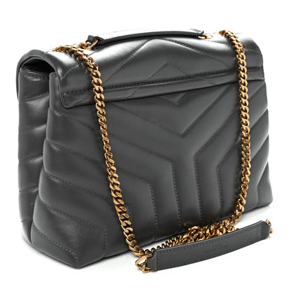 Calfskin Y Quilted Monogram Small Loulou Chain Satchel Storm