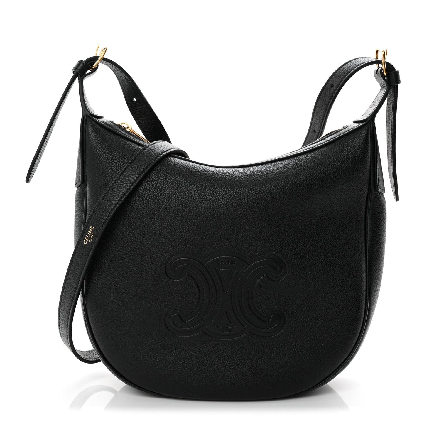 Supple Calfskin Cuir Triomphe Small Heloise Shoulder Bag Black