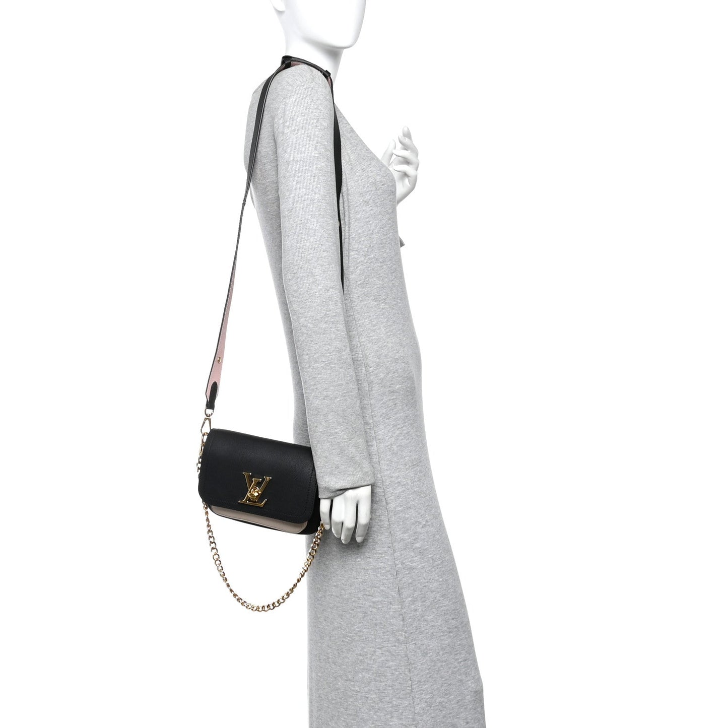 Grained Calfskin Lockme Tender Black