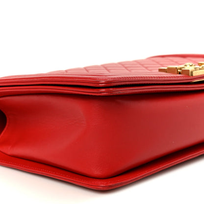 Lambskin Quilted New Medium Boy Flap Red