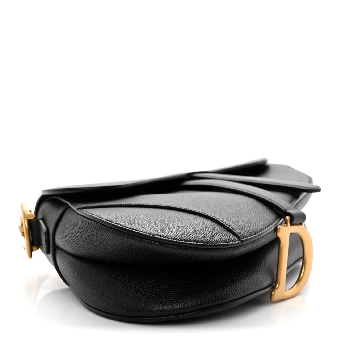Grained Calfskin Saddle Bag Black