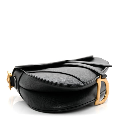Grained Calfskin Saddle Bag Black