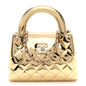 Mirror Calfskin Metallic Calfskin Quilted Nano Kelly Shopper Gold