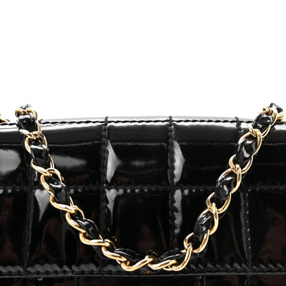 Patent Medium Chocolate Bar Flap Black