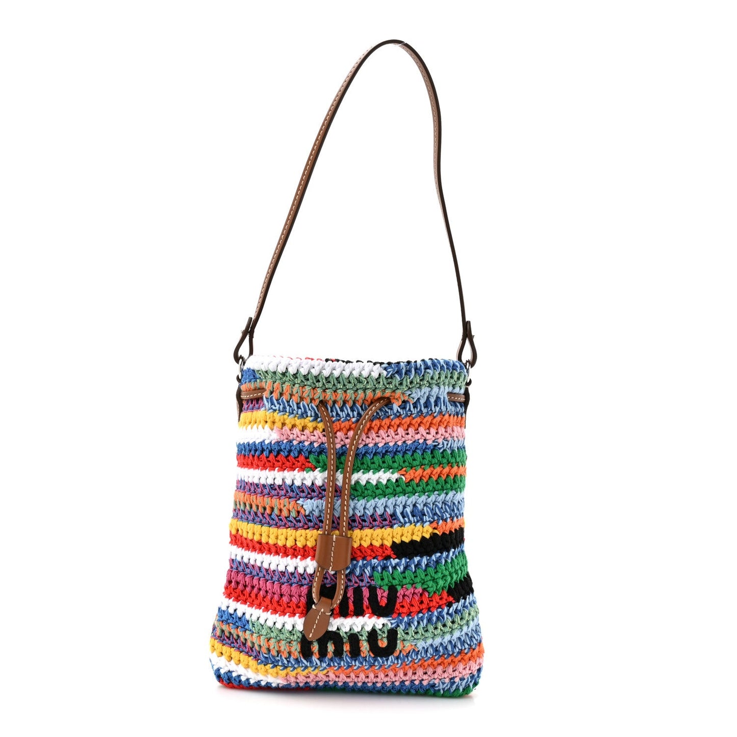 Fabric Crochet Drawstring Pouch Multicolor