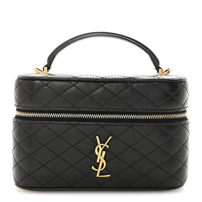 Lambskin Quilted Mini Gaby Vanity Case Black