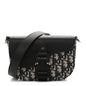 Grained Calfskin Oblique Mini Saddle Messenger Bag With Flap Beige Black