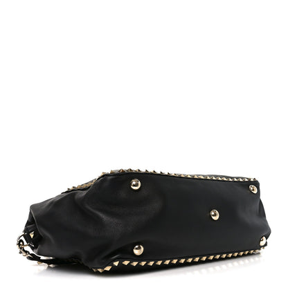 Vitello Medium Rockstud Tote Tote Black