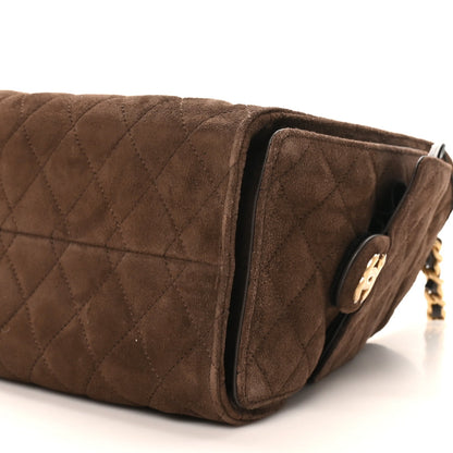 Suede Quilted Small Chanel 25 Handbag Dark Brown