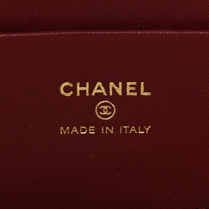 Grained Calfskin Top Handle Slim Vanity Case With Chain Camel