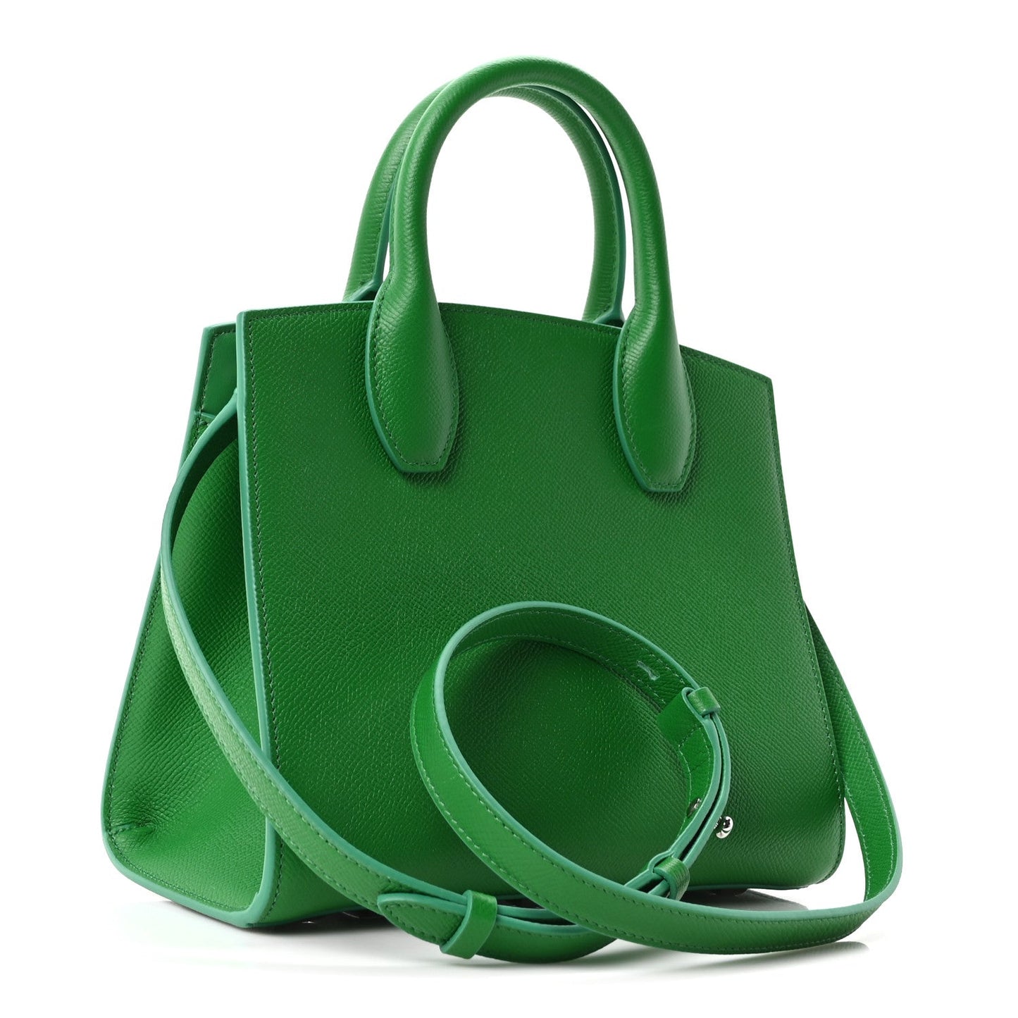 Hammered Calfskin Small The Studio Box Bag Green