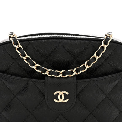 Caviar Quilted Chain Camera Bag Black