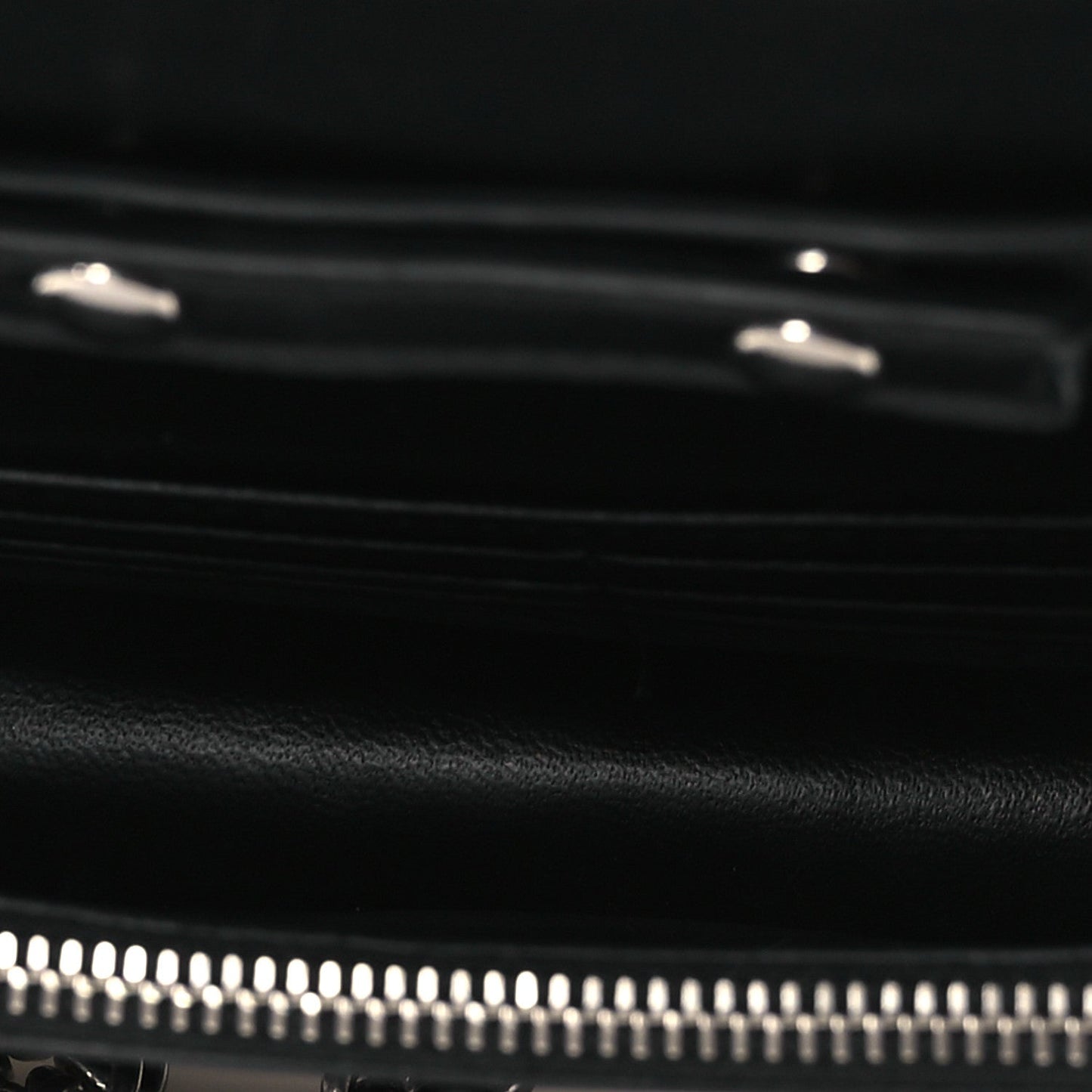 Shiny Calfskin Logo Crocodile Embossed Ville Wallet on Chain Black