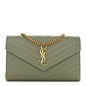 Grain De Poudre Matelasse Chevron Monogram Chain Wallet Light Sage