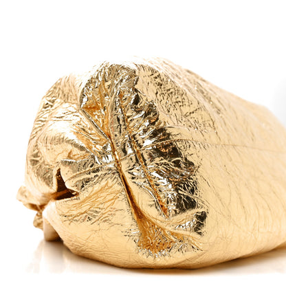 Metallic Crushed Calfskin The Pouch Oversized Clutch Gold