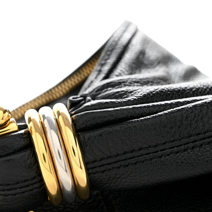 Grained Calfskin Small Bracelet Hobo Bag Black